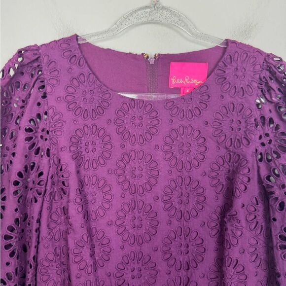 LILLY PULITZER | Aisha Cherry Ganache Purple Eyelet Lace Romper Women’s Size 4 - Picture 6 of 15